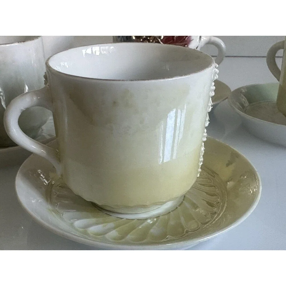 Unmarked Porcelain Floral Gold Trim 5 Cup & Saucer Sets Germany MPN 28